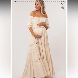 Pinkblush Cream Off-Shoulder Maxi Dress